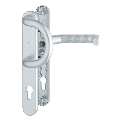 HOPPE Liverpool Profiltür-Langschildbeschlag - gekröpfter Stoßgriff - F1-2 Aluminium Natur matt