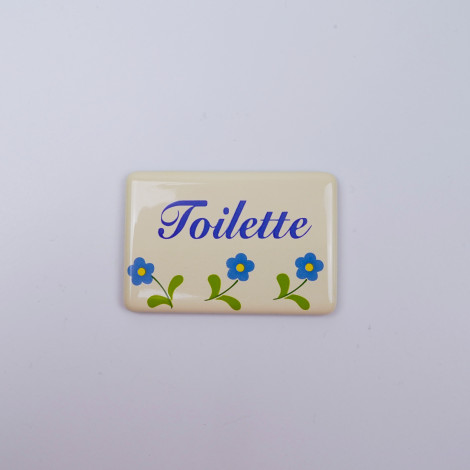 Münder-Email Türschild mit Blümchendekor - Toilette