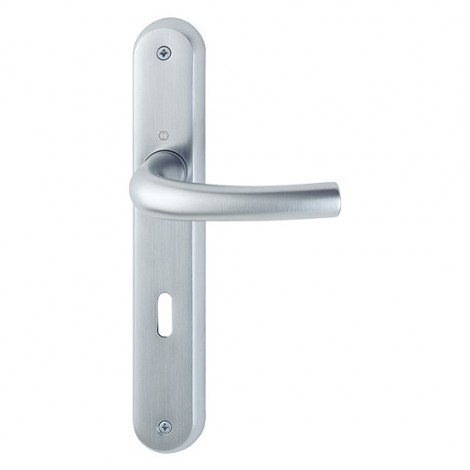 HOPPE Tôkyô Langschild-Garnitur - F41-R Mesing satiniert verchromt mit Resista - Ovalbart