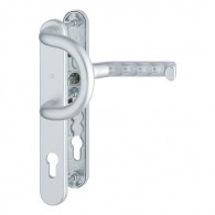 HOPPE Liverpool Profiltür-Langschildbeschlag - gekröpfter Stoßgriff - F1-2 Aluminium Natur matt