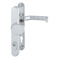 HOPPE Liverpool Profiltür-Schutzbeschlag mit Zylinder-Abdeckung - gekröpfter Knopf - F1-2 Aluminium Natur matt
