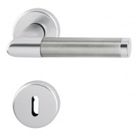 HOPPE Amsterdam Rosetten-Garnitur - F1/F69 Aluminium Natur/Edelstahl matt - Ovalbart