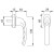 Produktzeichnung HOPPE Tôkyô Fenstergriff 0710SV/U26